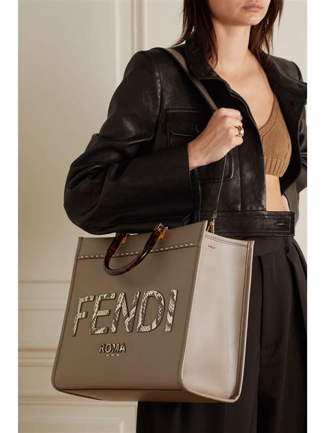 fendi f logo leather shopper tote|Fendi sunshine shopper tote.